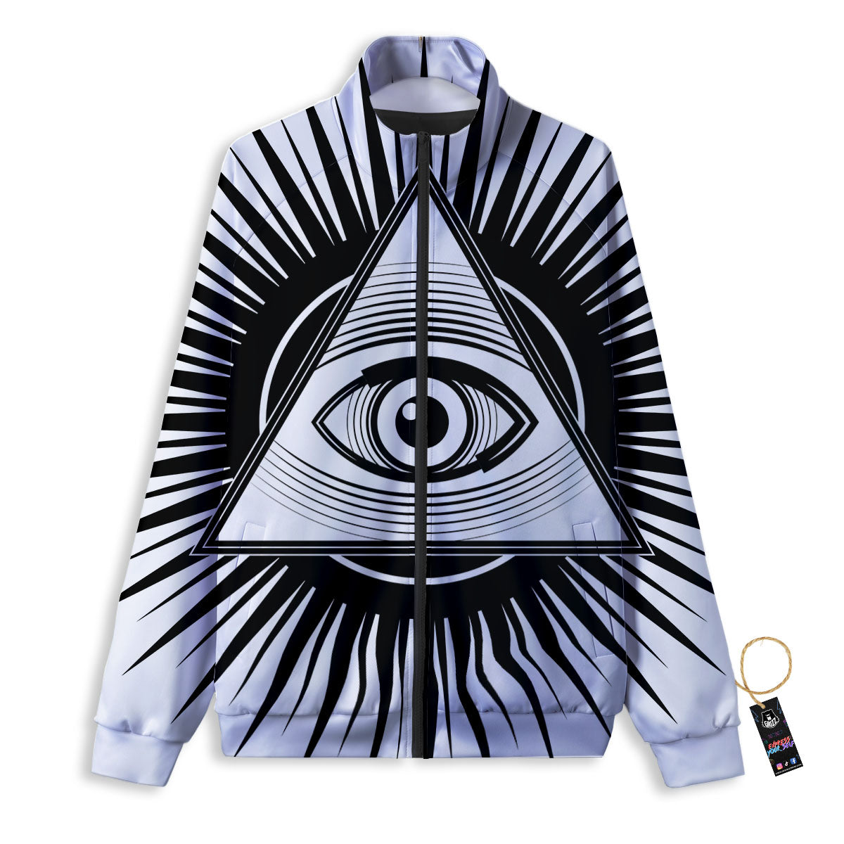 Illuminati White And Black Print Track Jacket-grizzshop