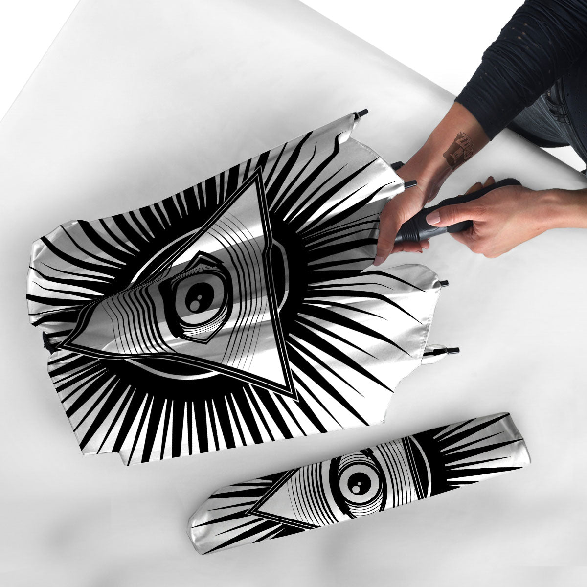 Illuminati White And Black Print Umbrella-grizzshop