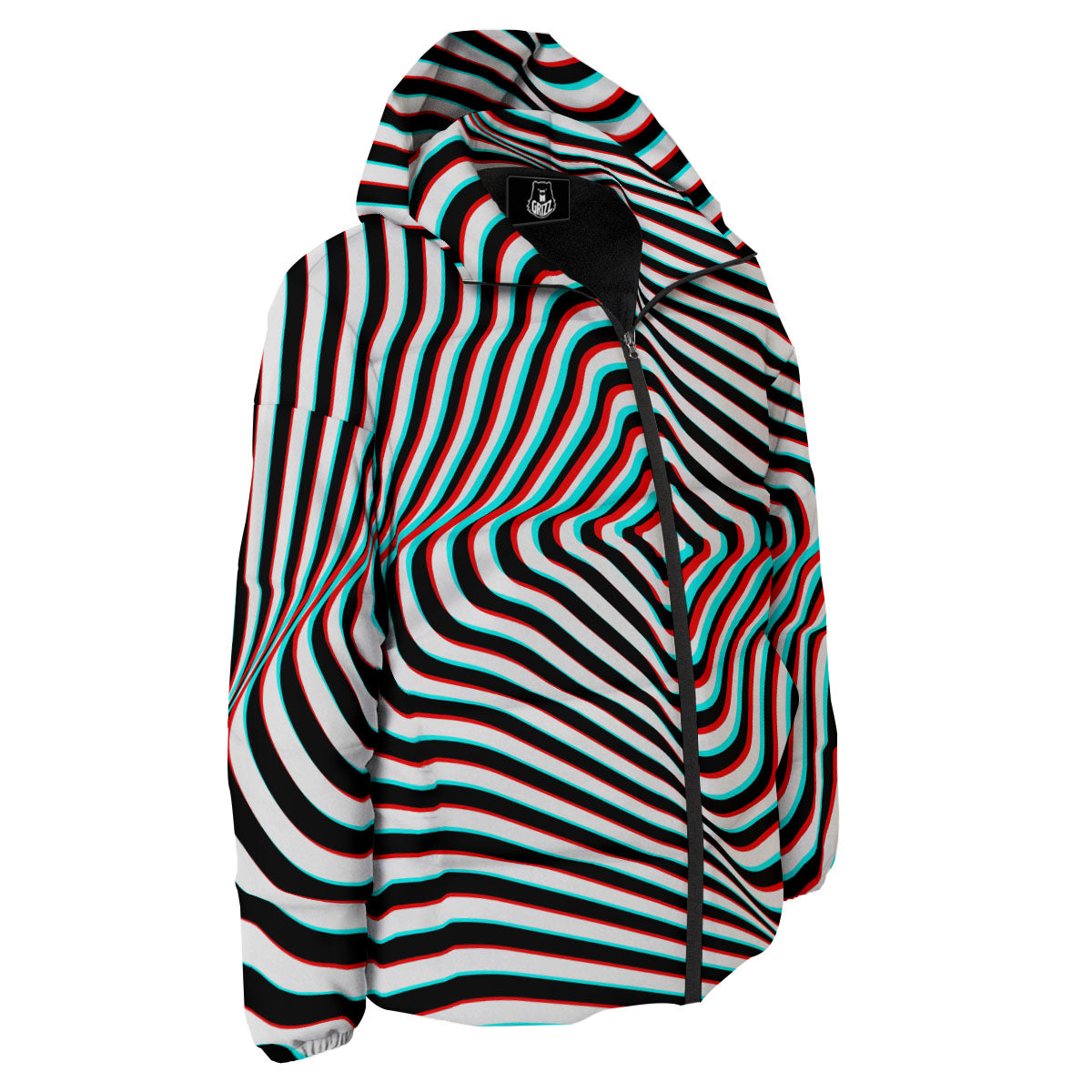 Illusion Anaglyph Optical Print Down Jacket-grizzshop