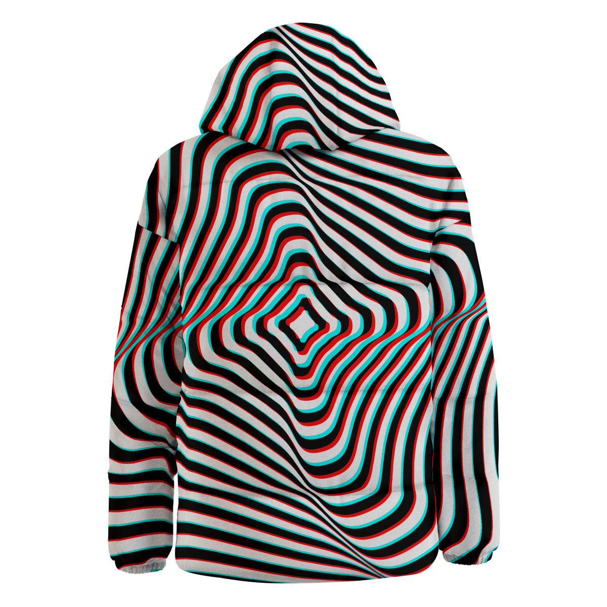 Illusion Anaglyph Optical Print Down Jacket-grizzshop