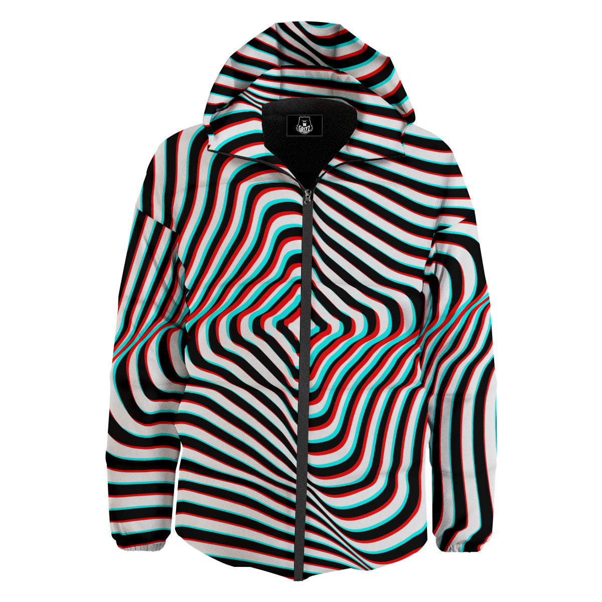 Illusion Anaglyph Optical Print Down Jacket-grizzshop