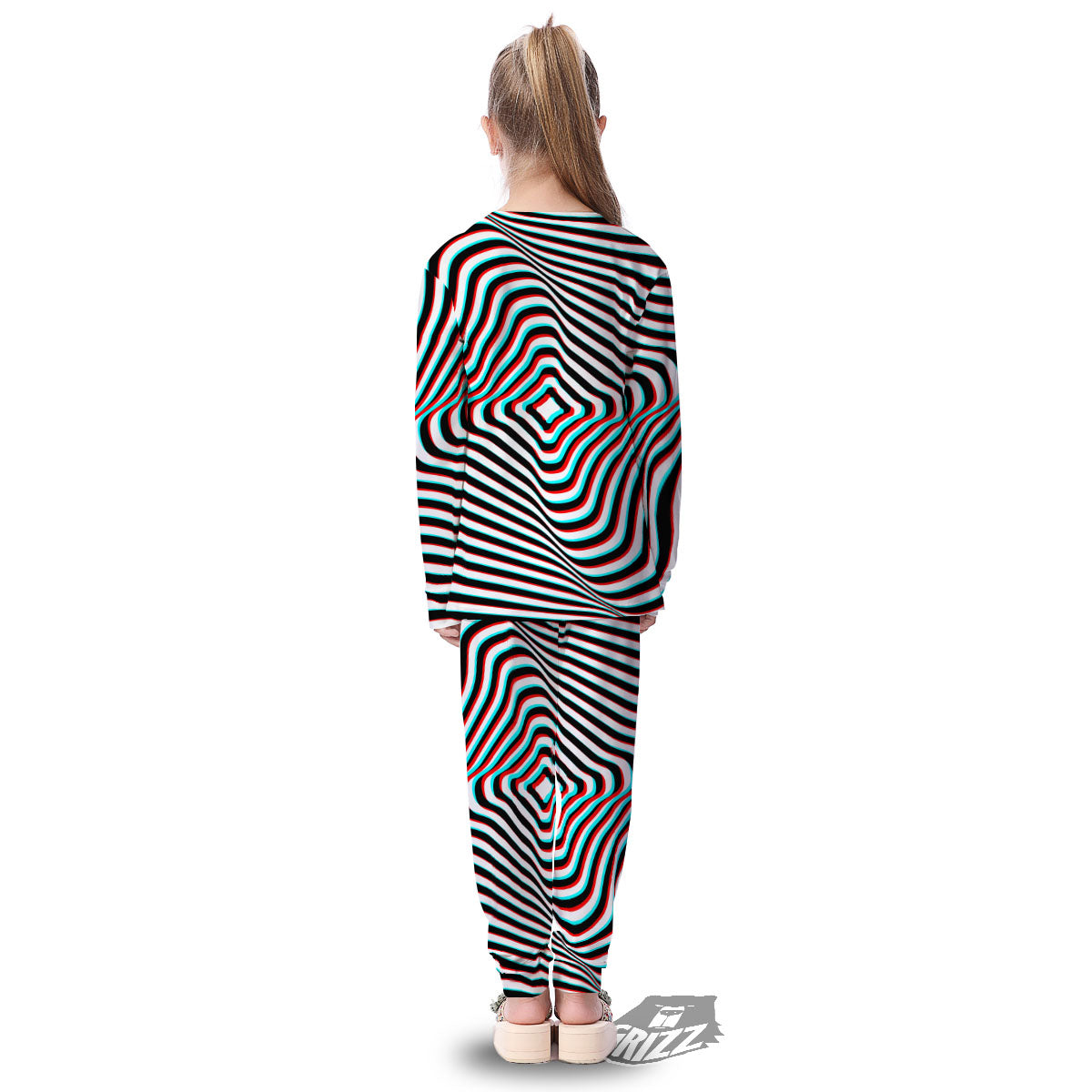 Illusion Anaglyph Optical Print Kid's Pajamas-grizzshop