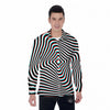 Illusion Anaglyph Optical Print Men's Long Sleeve Shirts-grizzshop