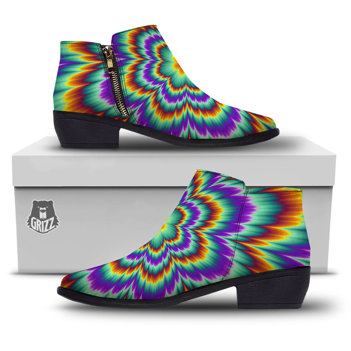 Illusion Optical Explosion Psychedelic Ankle Boots-grizzshop