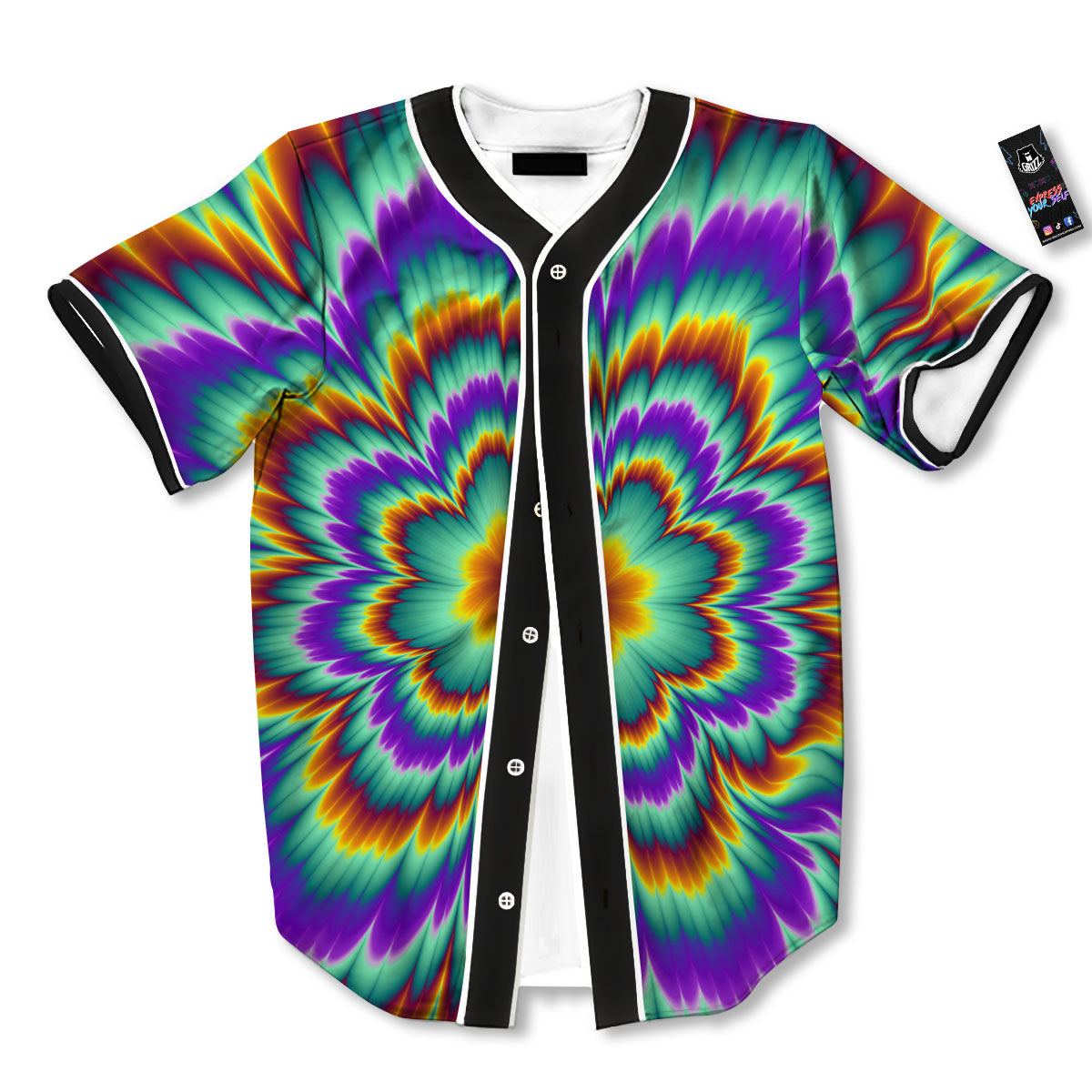 Illusion Optical Explosion Psychedelic Baseball Jersey-grizzshop
