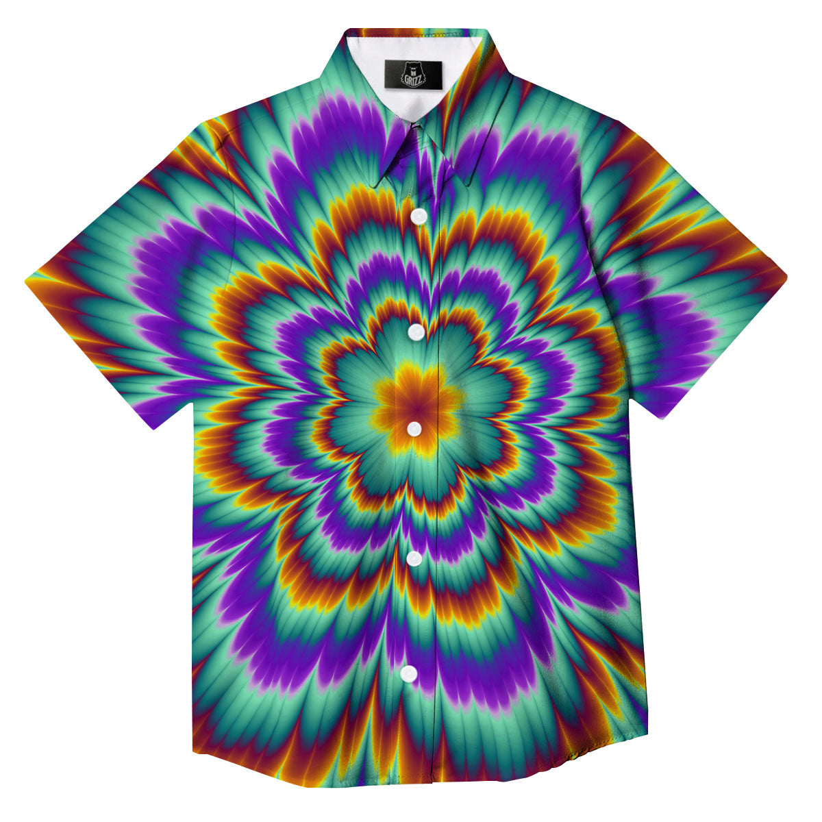 Illusion Optical Explosion Psychedelic Button Up Shirt-grizzshop