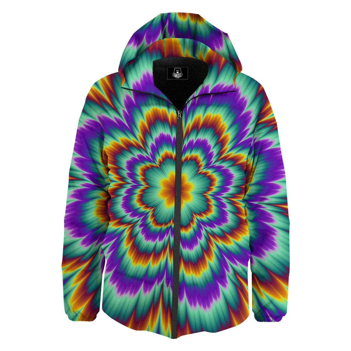 Illusion Optical Explosion Psychedelic Down Jacket-grizzshop