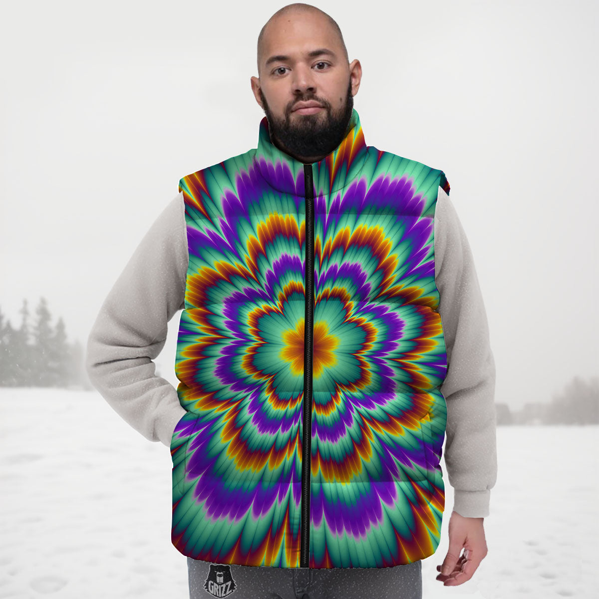 Illusion Optical Explosion Psychedelic Down Vest