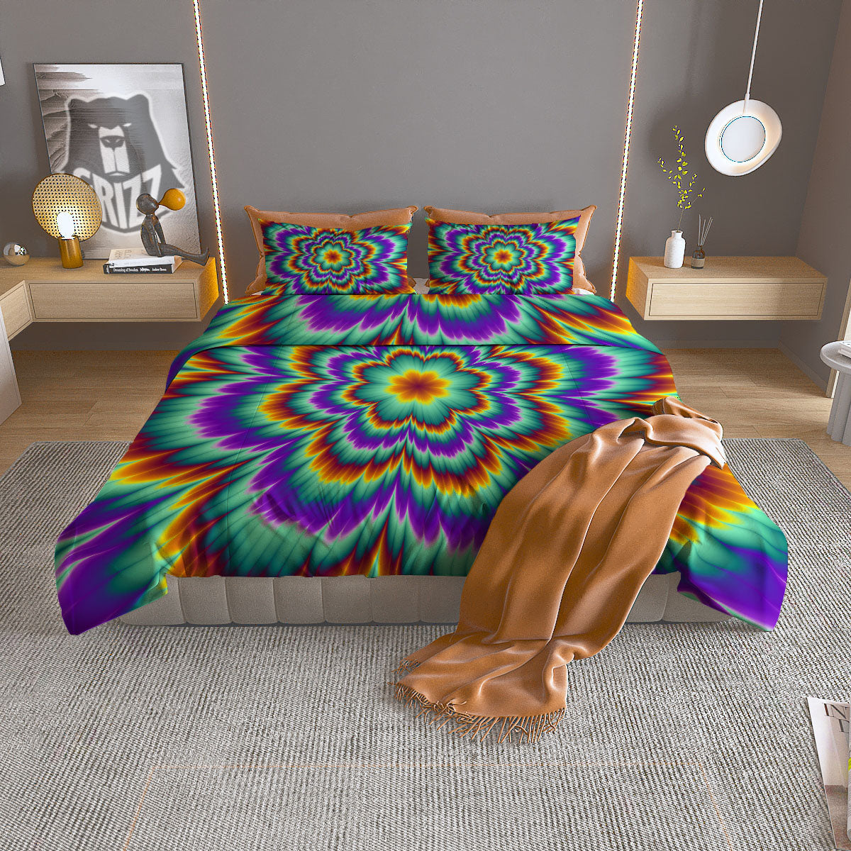 Howling Wolf At The Full Moon Print Duvet Cover Bedding Set