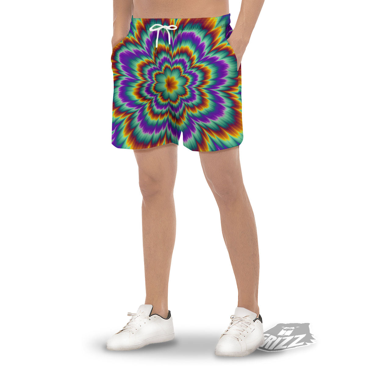 Illusion Optical Explosion Psychedelic Men's Gym Shorts-grizzshop