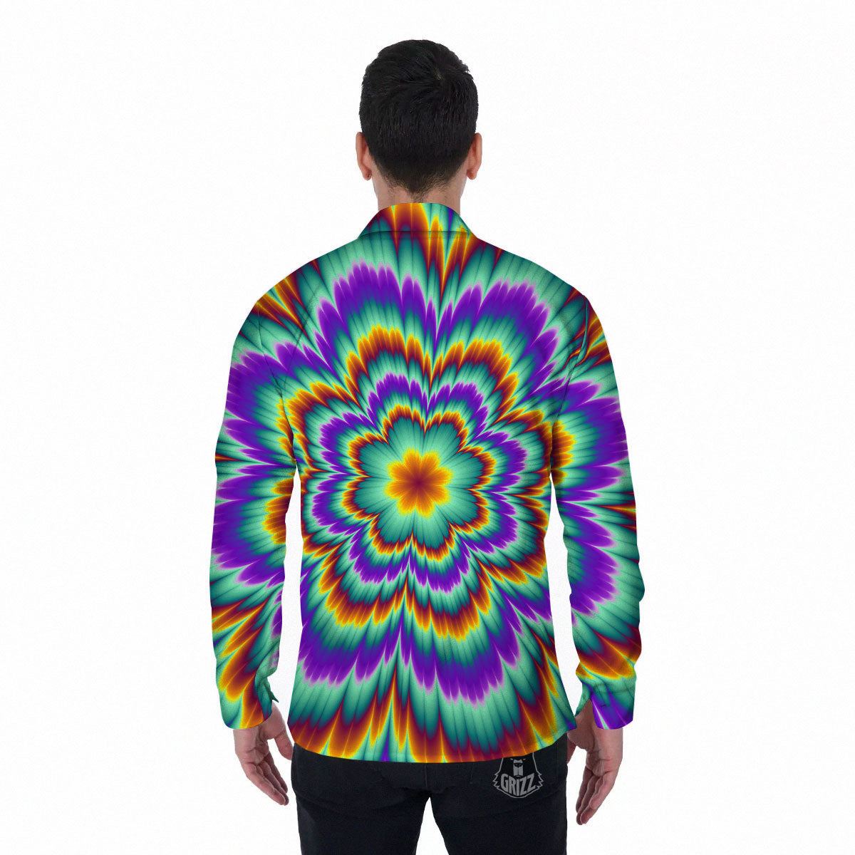Illusion Optical Explosion Psychedelic Men's Long Sleeve Shirts-grizzshop