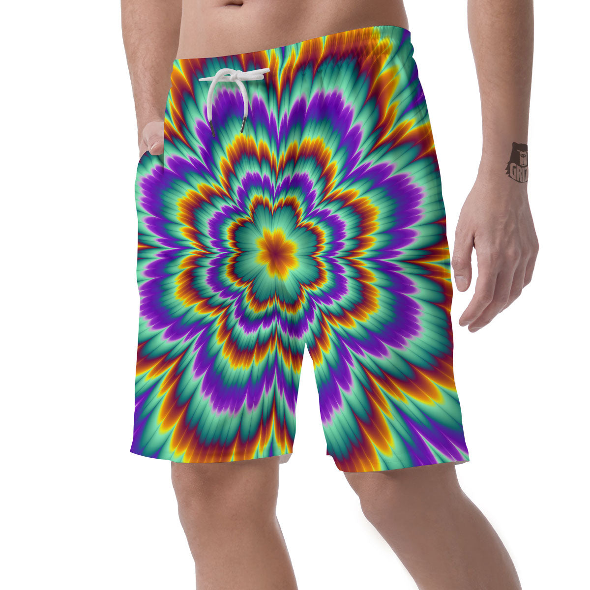 Illusion Optical Explosion Psychedelic Men's Shorts-grizzshop