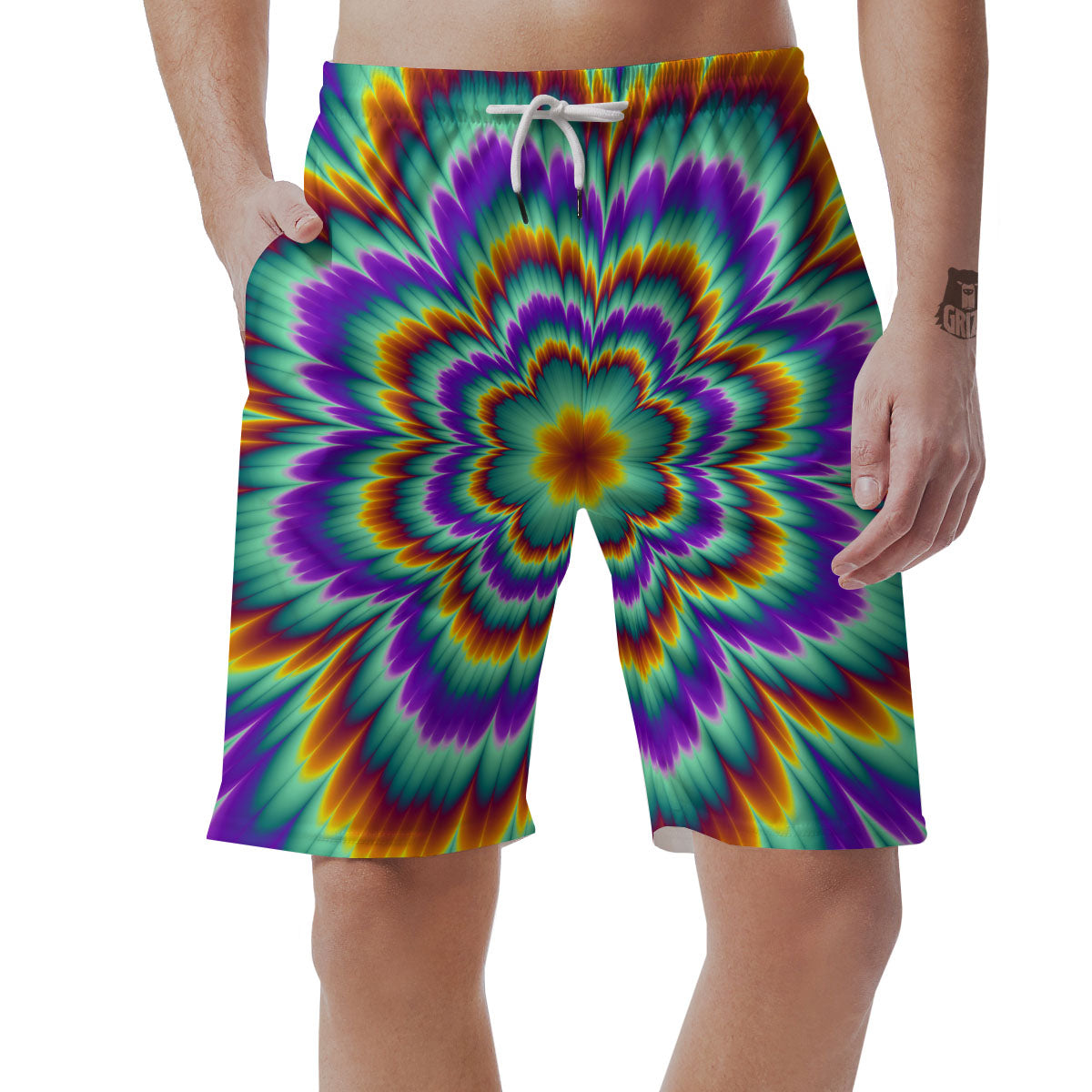Illusion Optical Explosion Psychedelic Men's Shorts-grizzshop