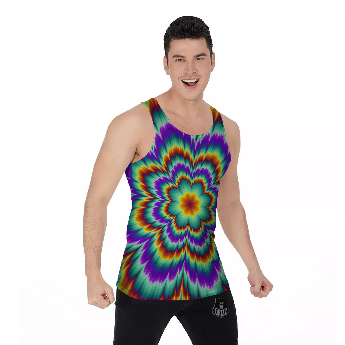 Illusion Optical Explosion Psychedelic Men's Tank Top-grizzshop