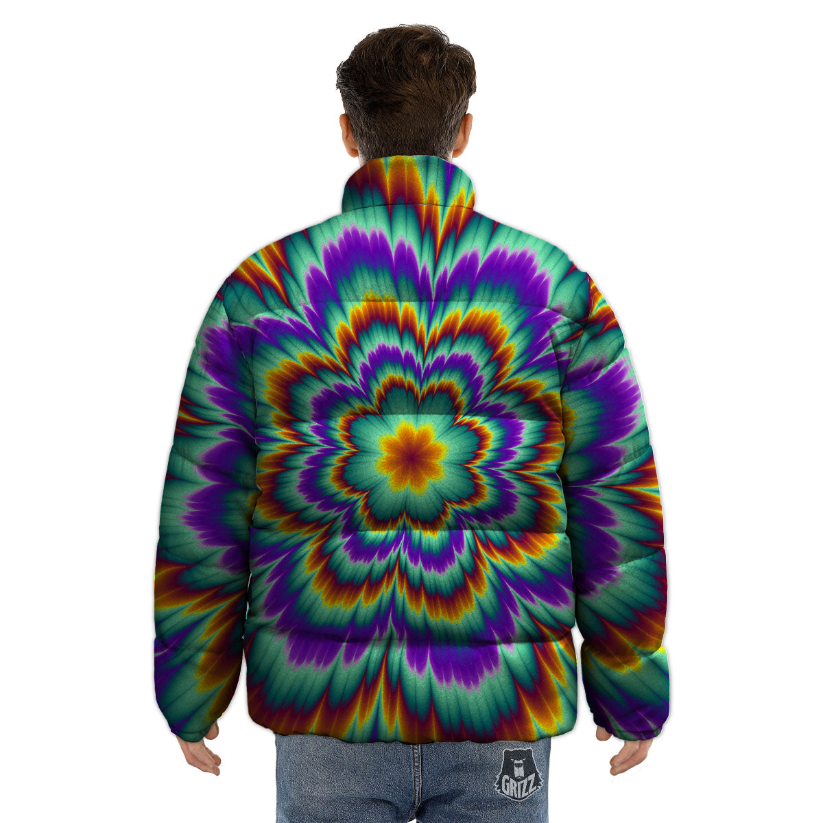 Illusion Optical Explosion Psychedelic Puffer Jacket-grizzshop
