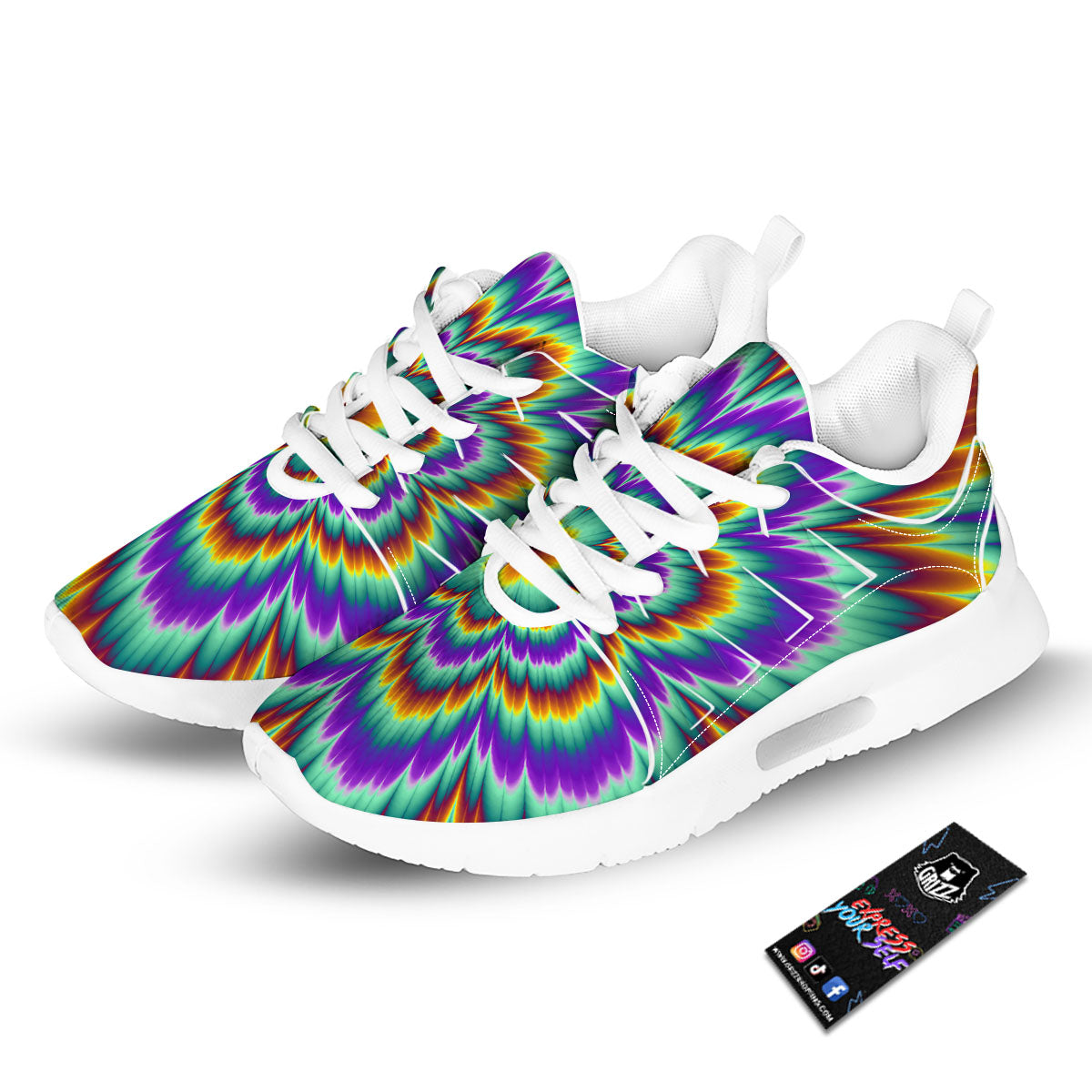 Illusion Optical Explosion Psychedelic Tennis Shoes-grizzshop
