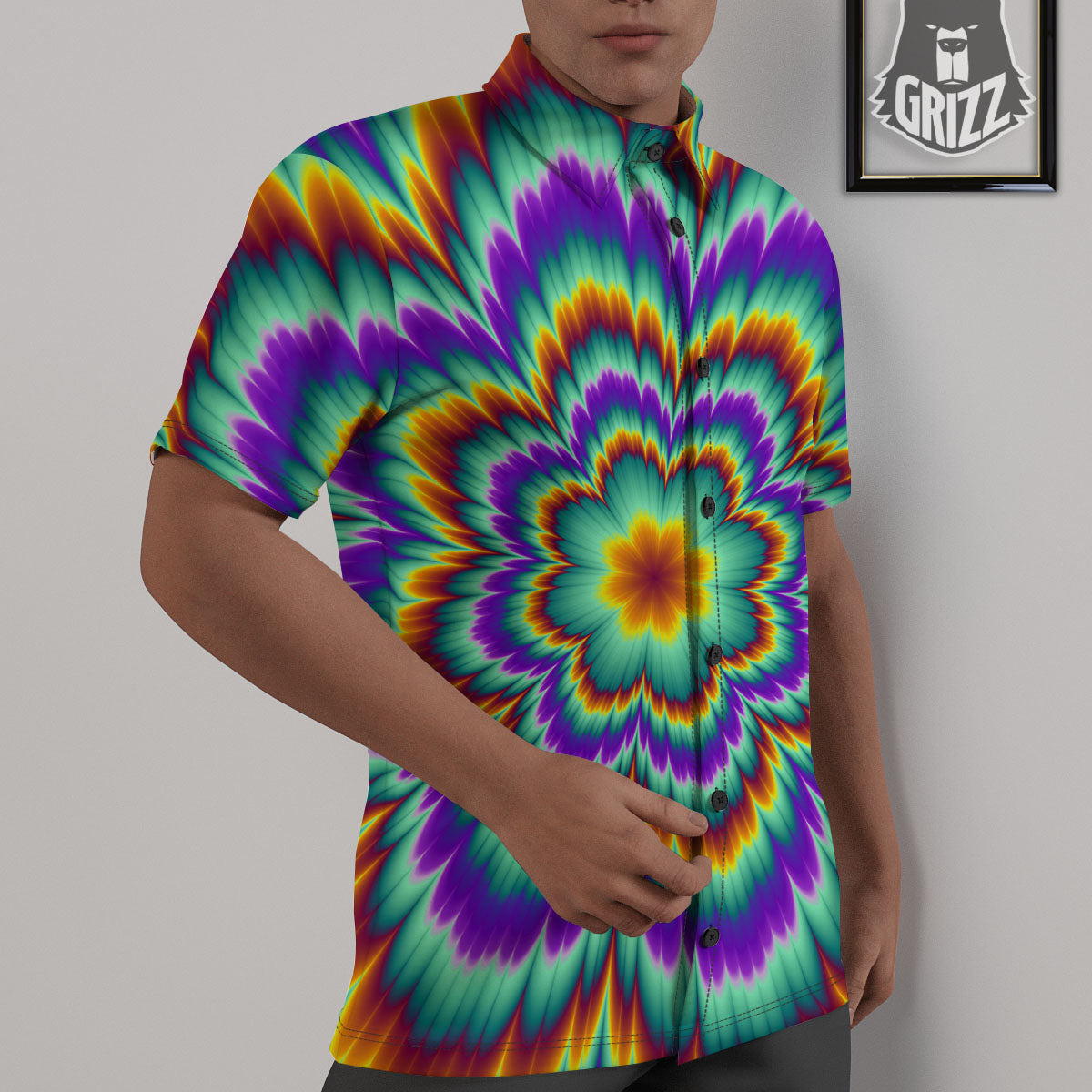 Illusion Optical Explosion Psychedelic Untucked Shirts-grizzshop