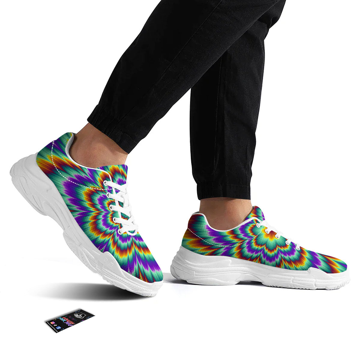 Illusion Optical Explosion Psychedelic White Chunky Shoes-grizzshop