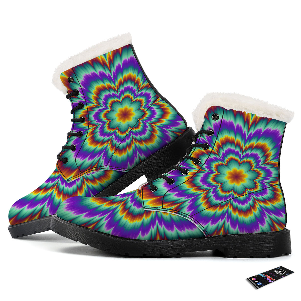 Illusion Optical Explosion Psychedelic Winter Boots-grizzshop