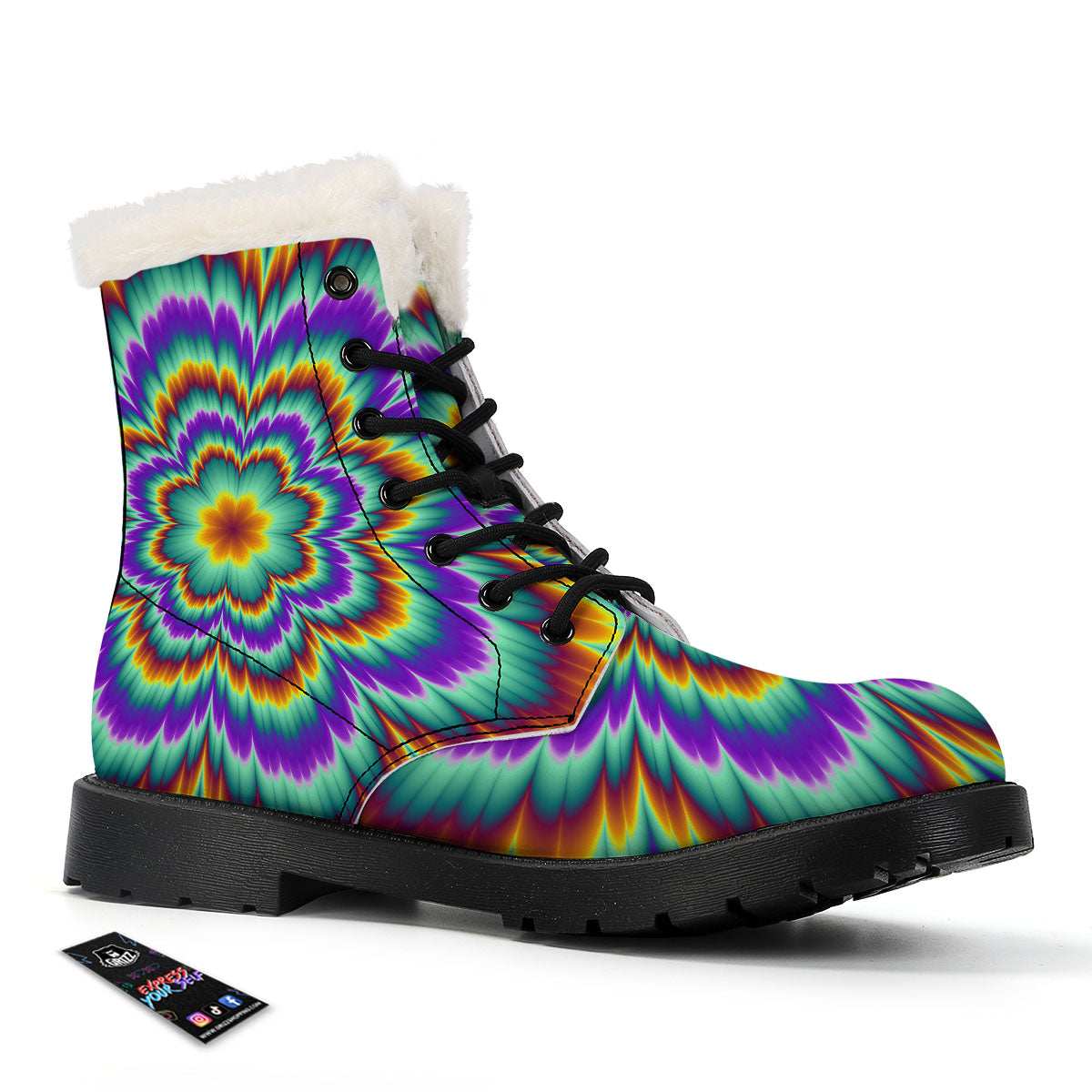 Illusion Optical Explosion Psychedelic Winter Boots-grizzshop