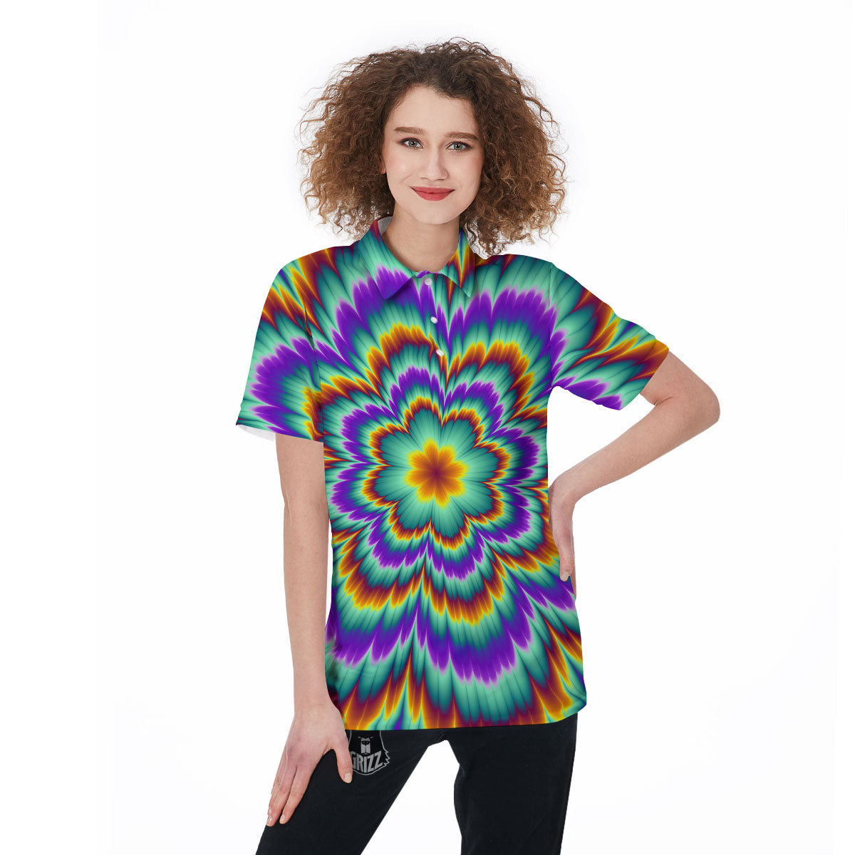 Illusion Optical Explosion Psychedelic Women's Golf Shirts-grizzshop