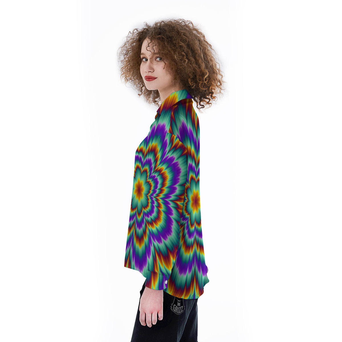 Illusion Optical Explosion Psychedelic Women's Long Sleeve Shirts-grizzshop