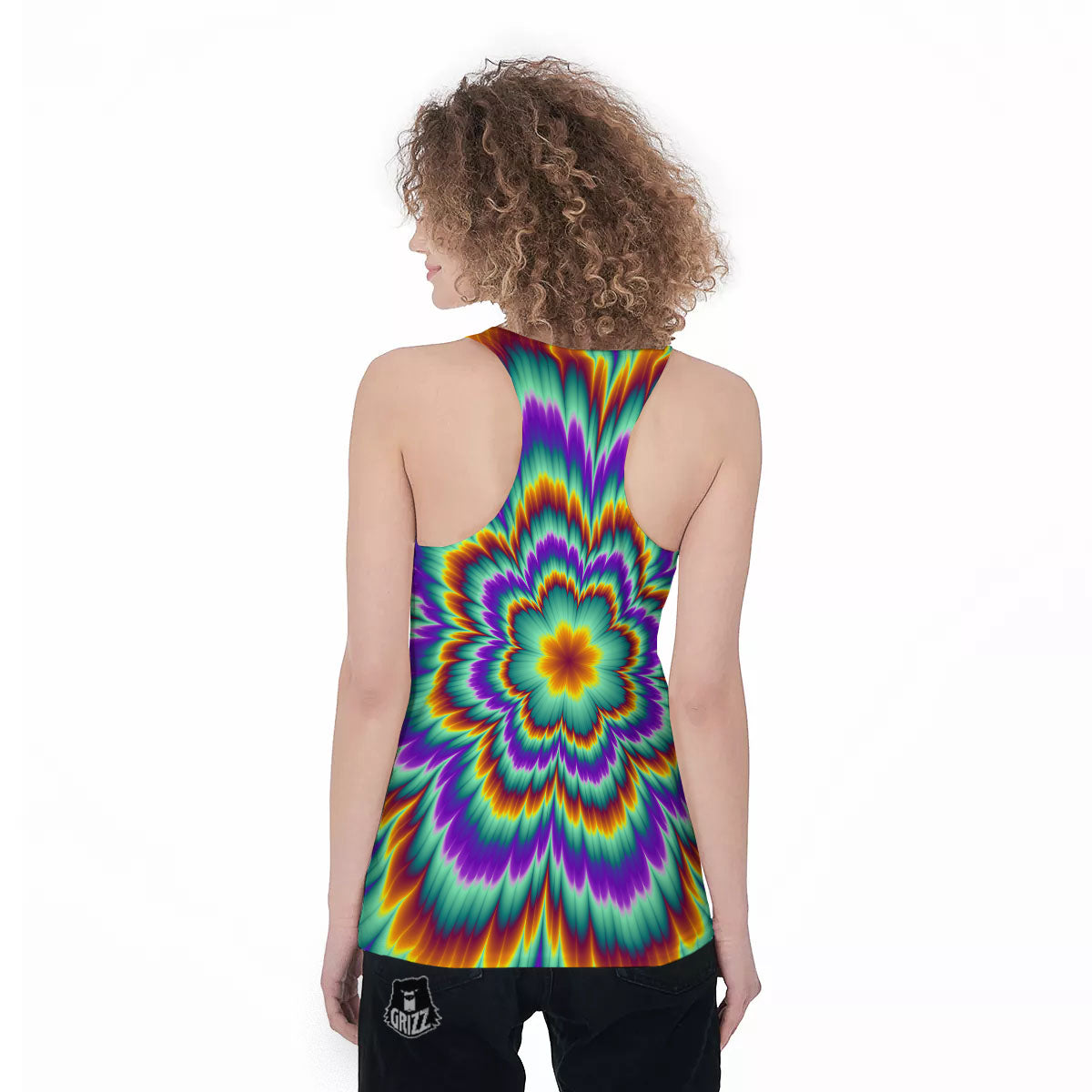 Illusion Optical Explosion Psychedelic Women's Racerback Tank Top-grizzshop