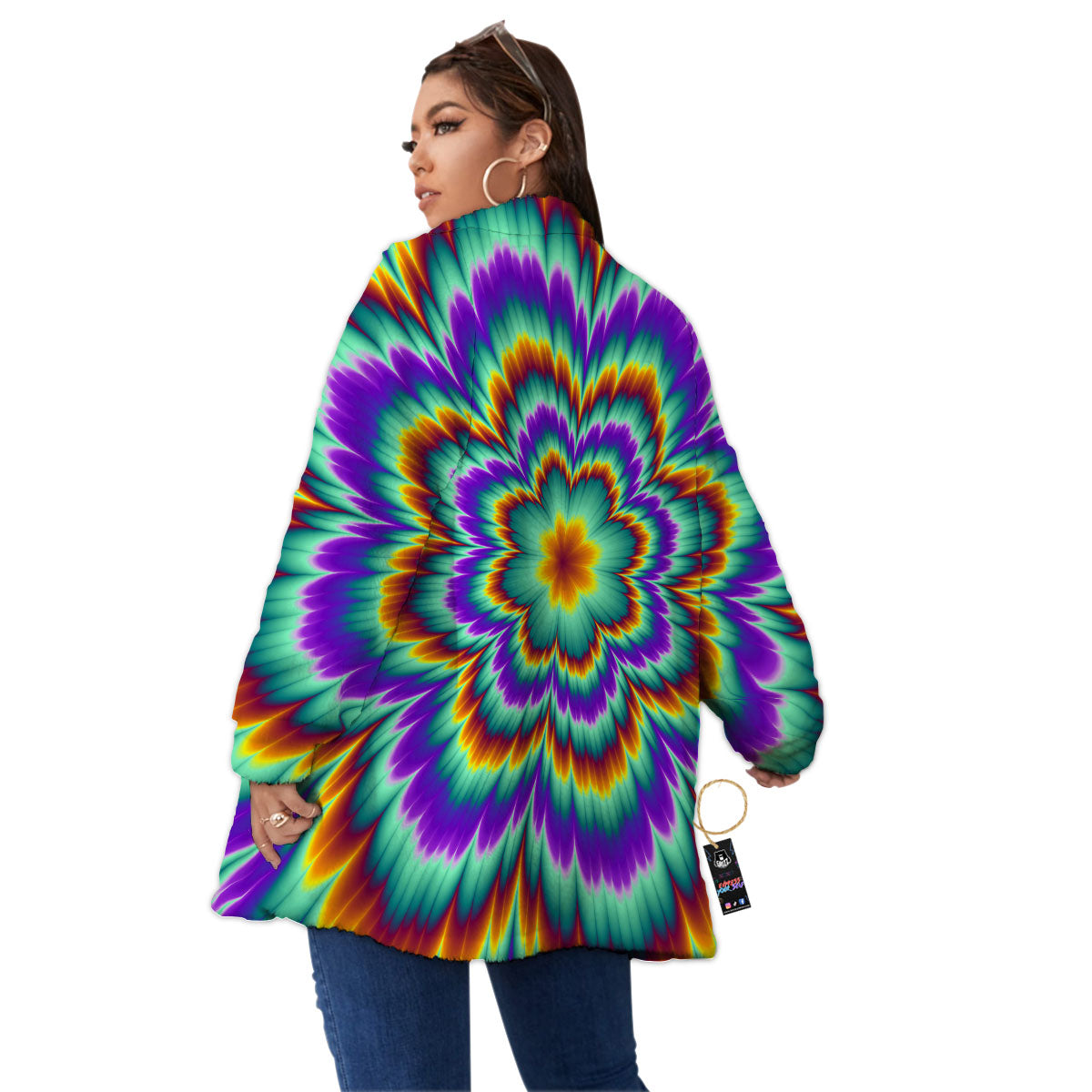 Illusion Optical Explosion Psychedelic Women's Sherpa Jacket-grizzshop