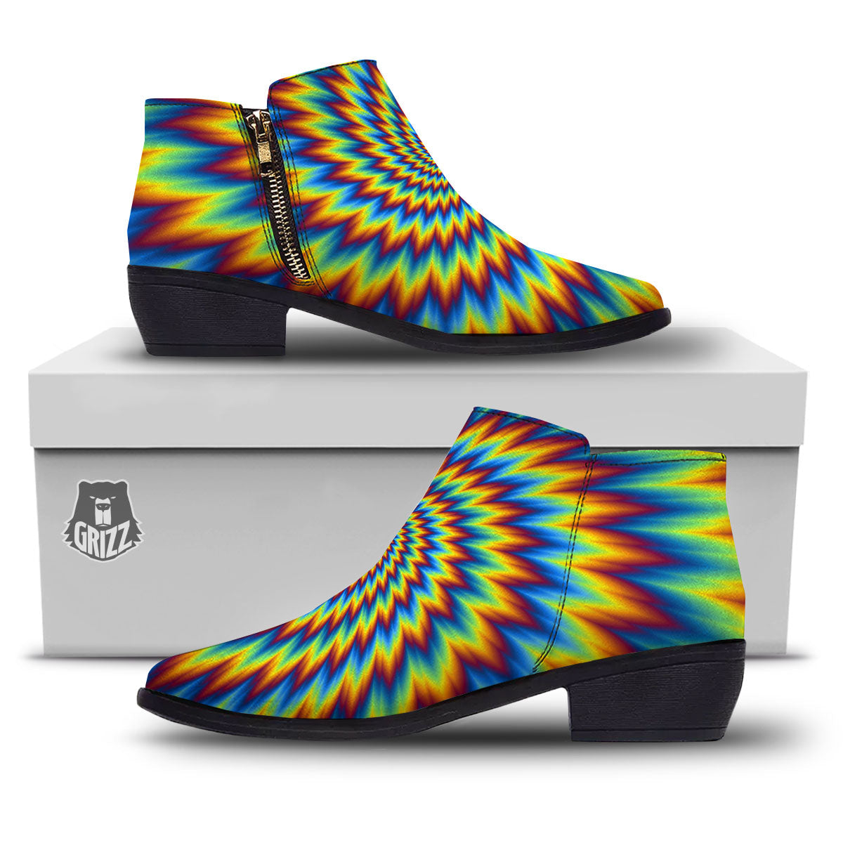 Illusion Optical Psychedelic Expansion Ankle Boots-grizzshop