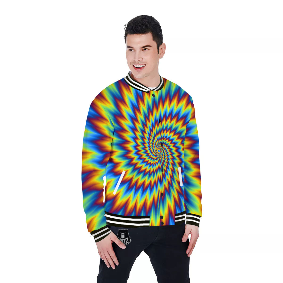 Illusion Optical Psychedelic Expansion Baseball Jacket-grizzshop