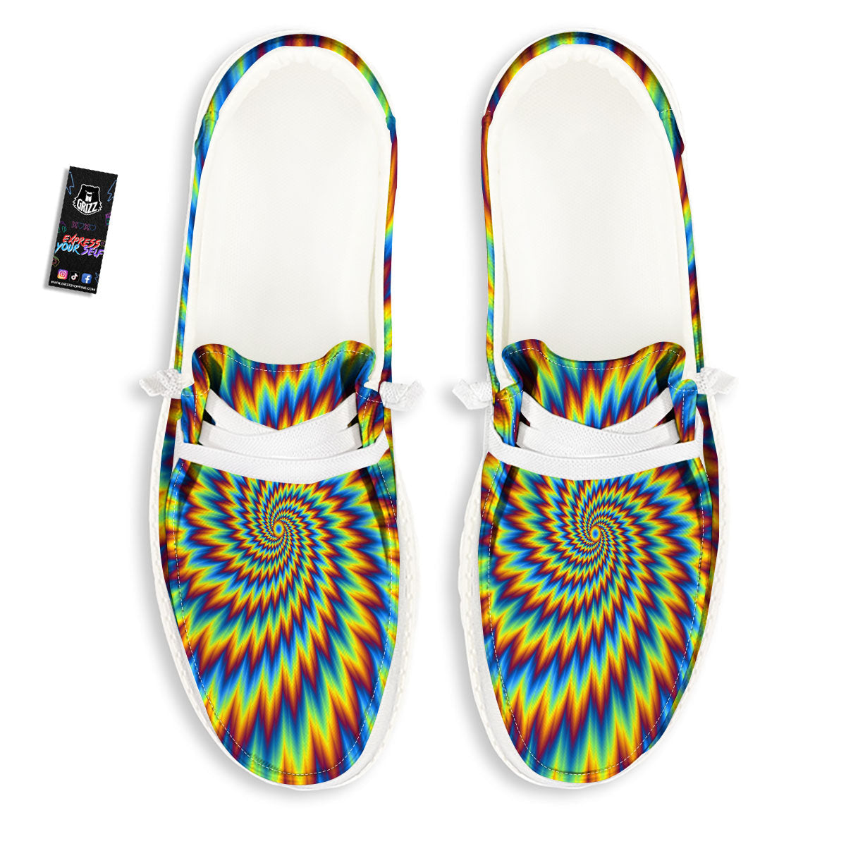 Illusion Optical Psychedelic Expansion Black Loafers-grizzshop