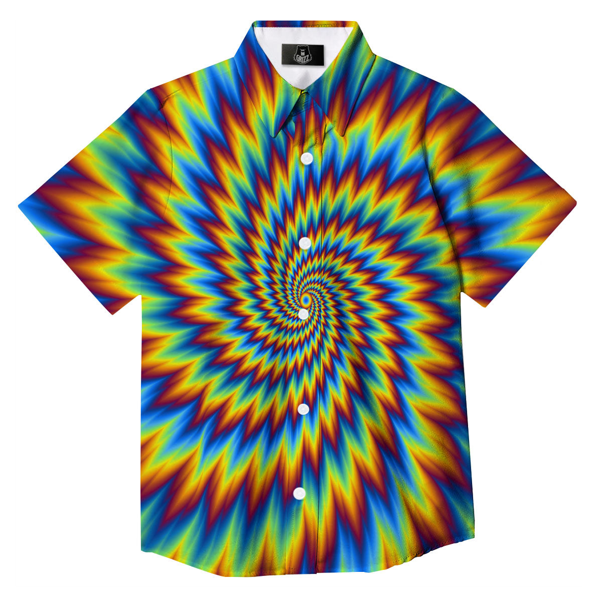 Illusion Optical Psychedelic Expansion Button Up Shirt-grizzshop