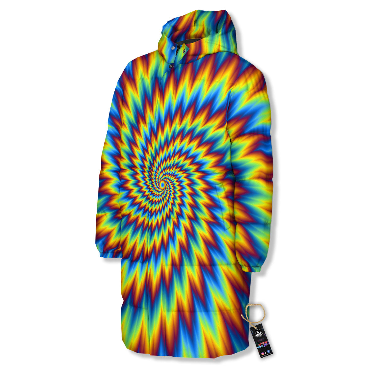 Illusion Optical Psychedelic Expansion Long Down Jacket-grizzshop