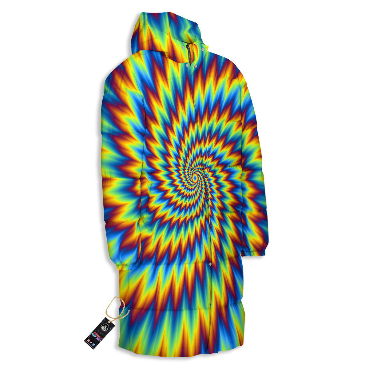 Illusion Optical Psychedelic Expansion Long Down Jacket-grizzshop