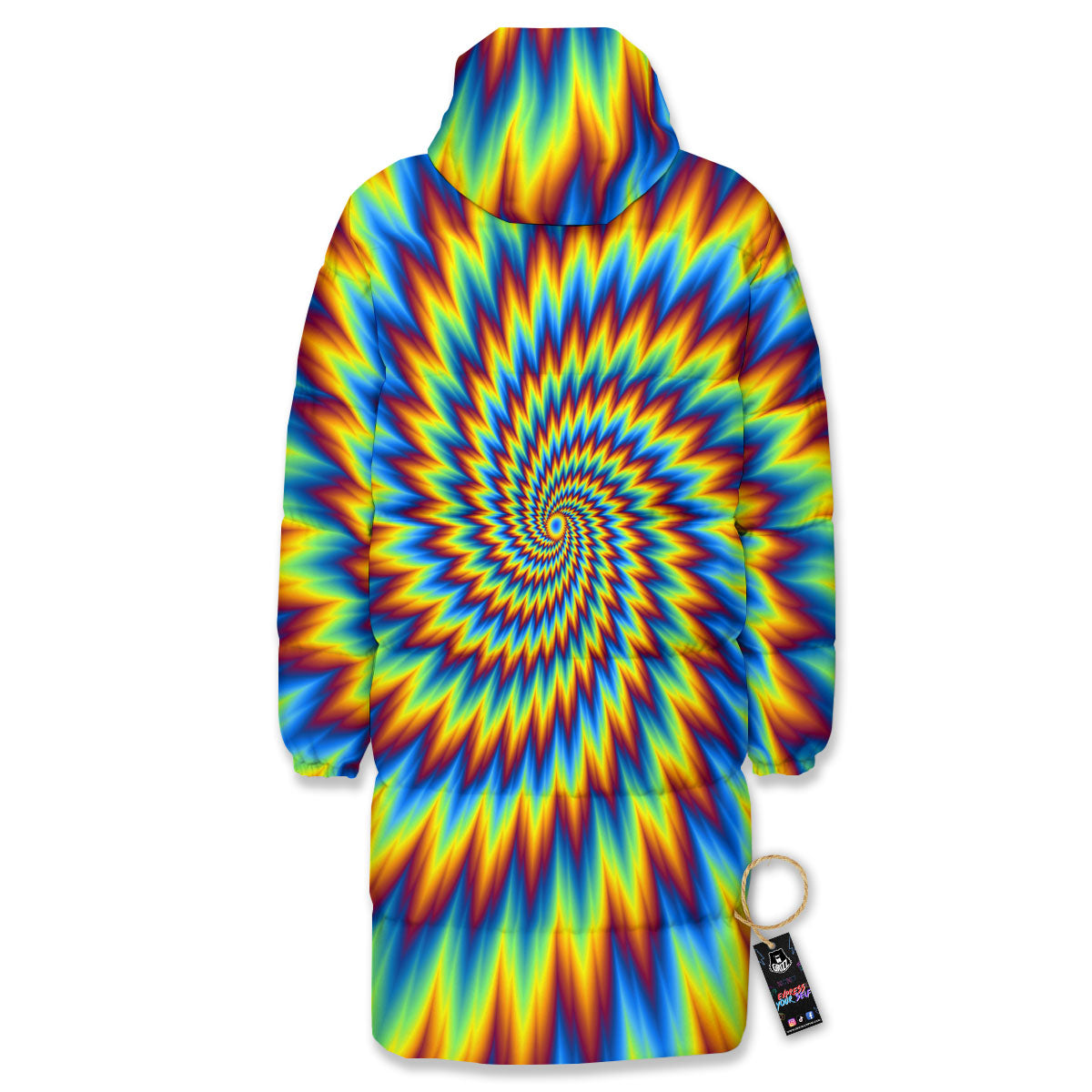 Illusion Optical Psychedelic Expansion Long Down Jacket-grizzshop