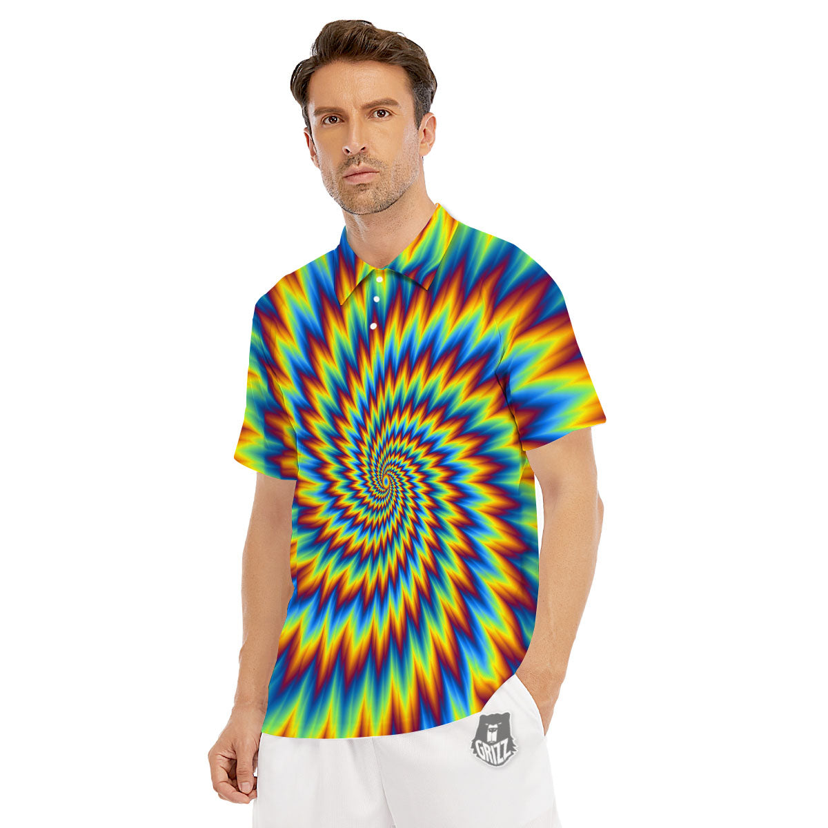 Illusion Optical Psychedelic Expansion Men's Golf Shirts-grizzshop