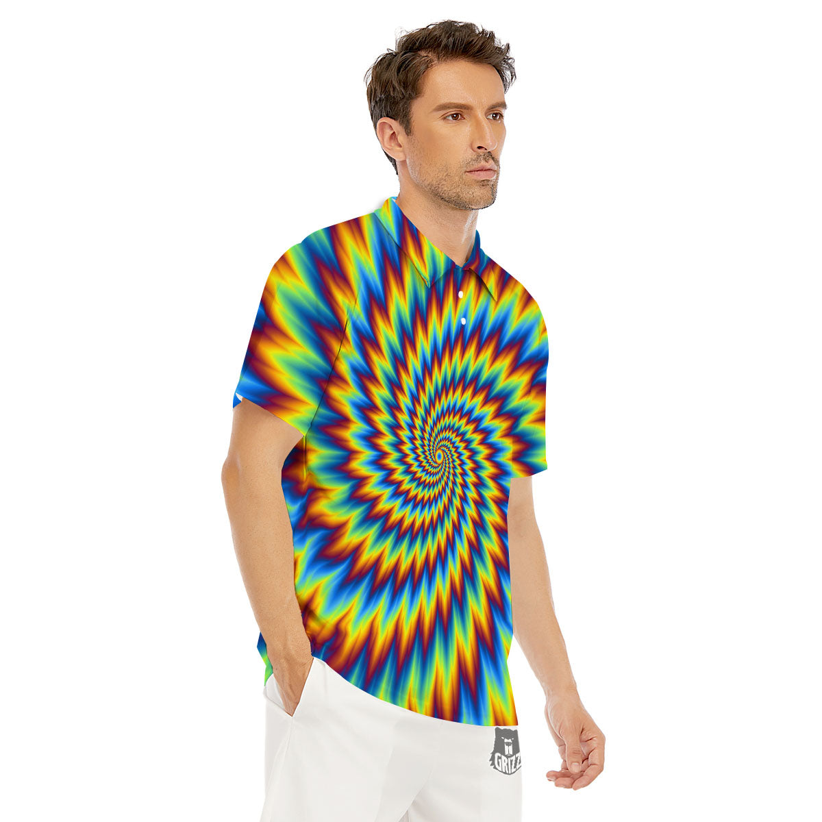 Illusion Optical Psychedelic Expansion Men's Golf Shirts-grizzshop