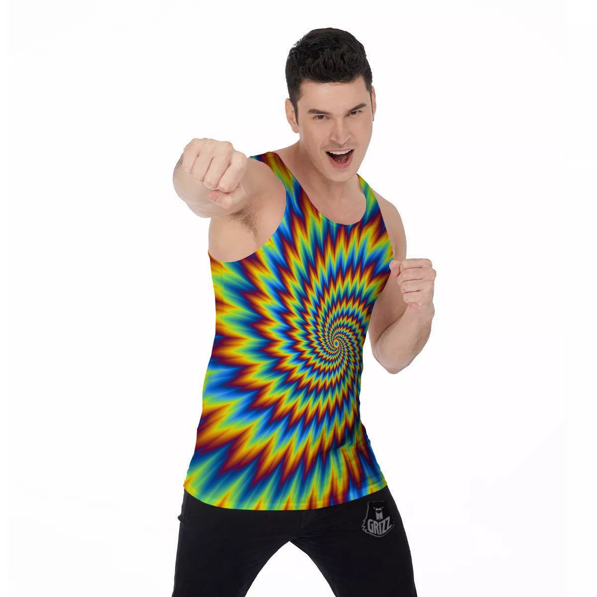 Illusion Optical Psychedelic Expansion Men's Tank Top-grizzshop