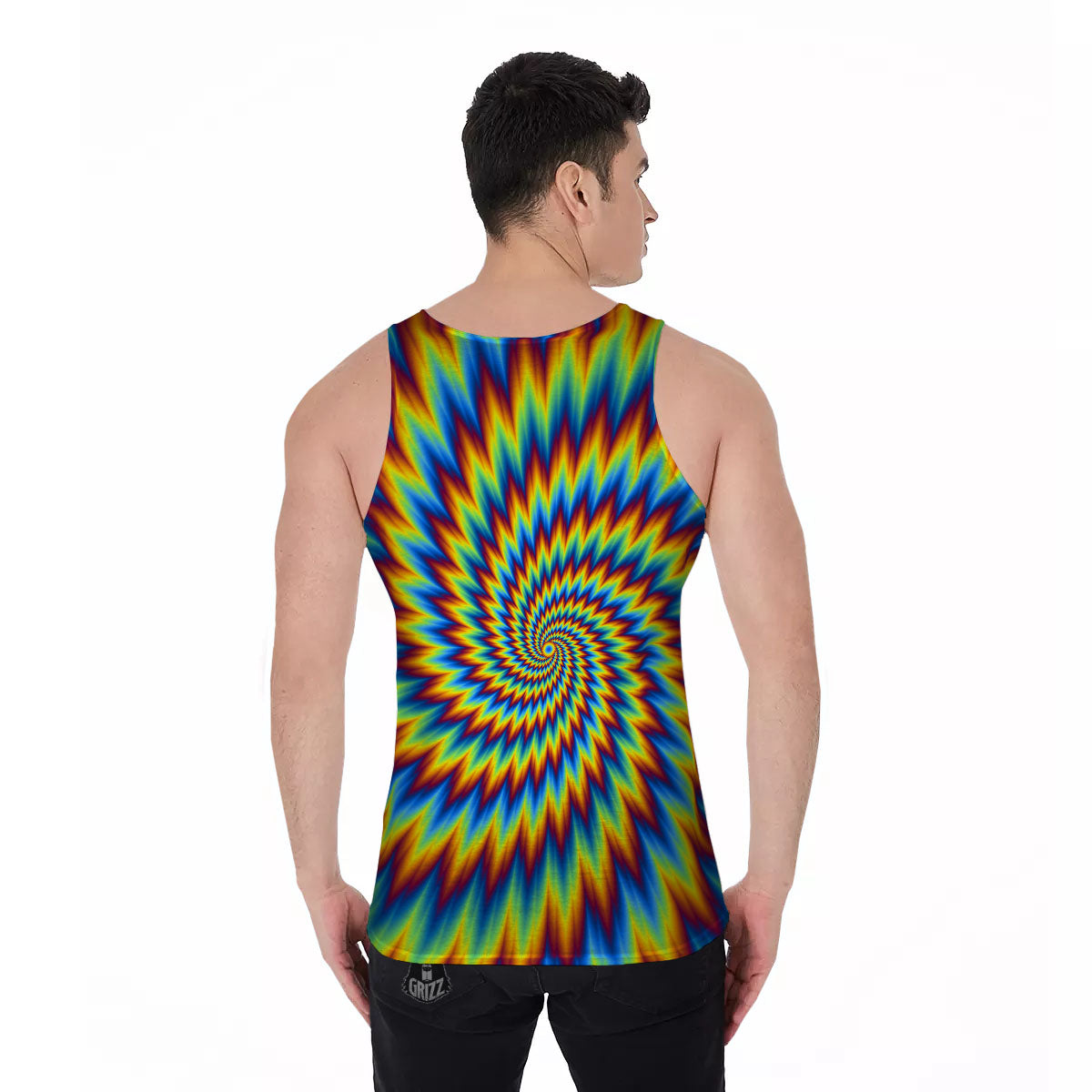 Illusion Optical Psychedelic Expansion Men's Tank Top-grizzshop