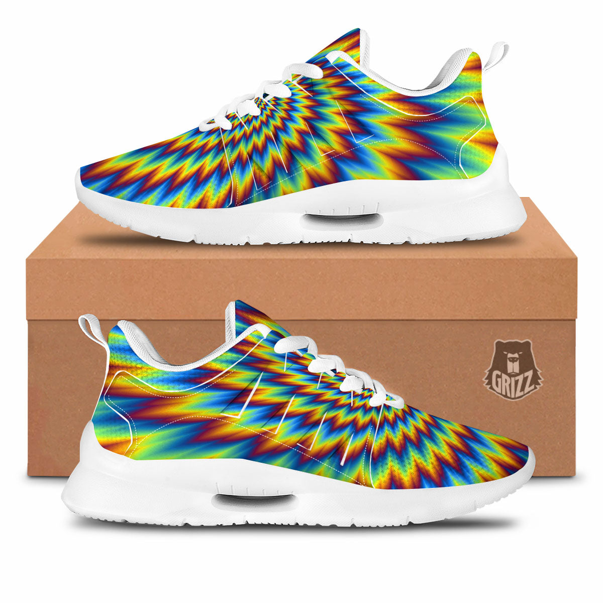 Illusion Optical Psychedelic Expansion Tennis Shoes-grizzshop