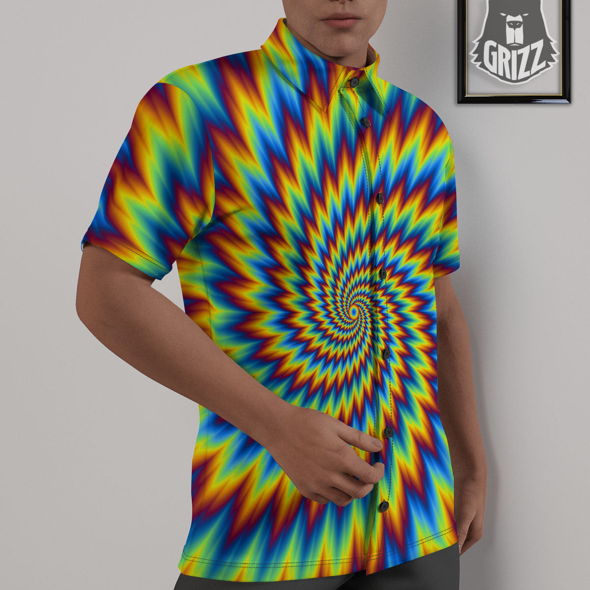 Illusion Optical Psychedelic Expansion Untucked Shirts-grizzshop