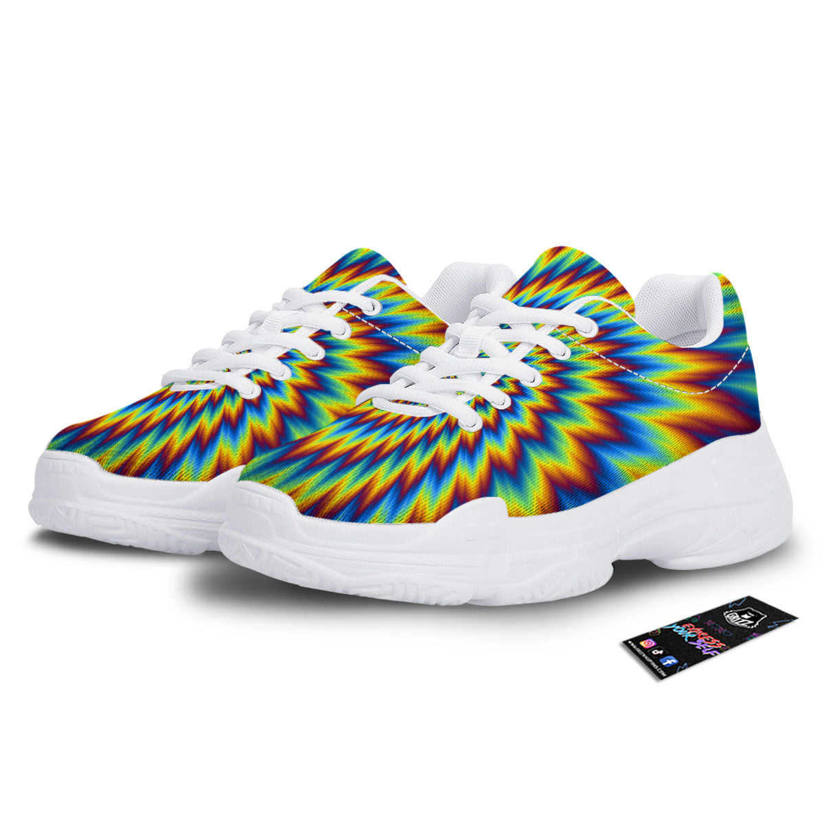 Illusion Optical Psychedelic Expansion White Chunky Shoes-grizzshop