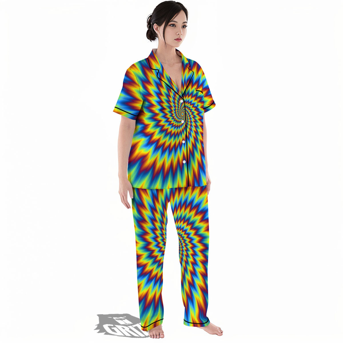 Illusion Optical Psychedelic Expansion Women's Pajamas Set-grizzshop