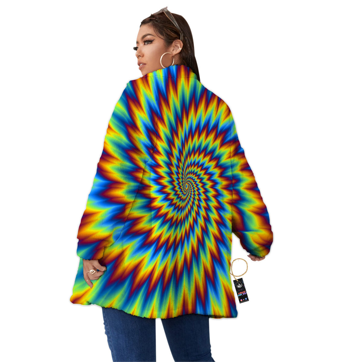 Illusion Optical Psychedelic Expansion Women's Sherpa Jacket-grizzshop