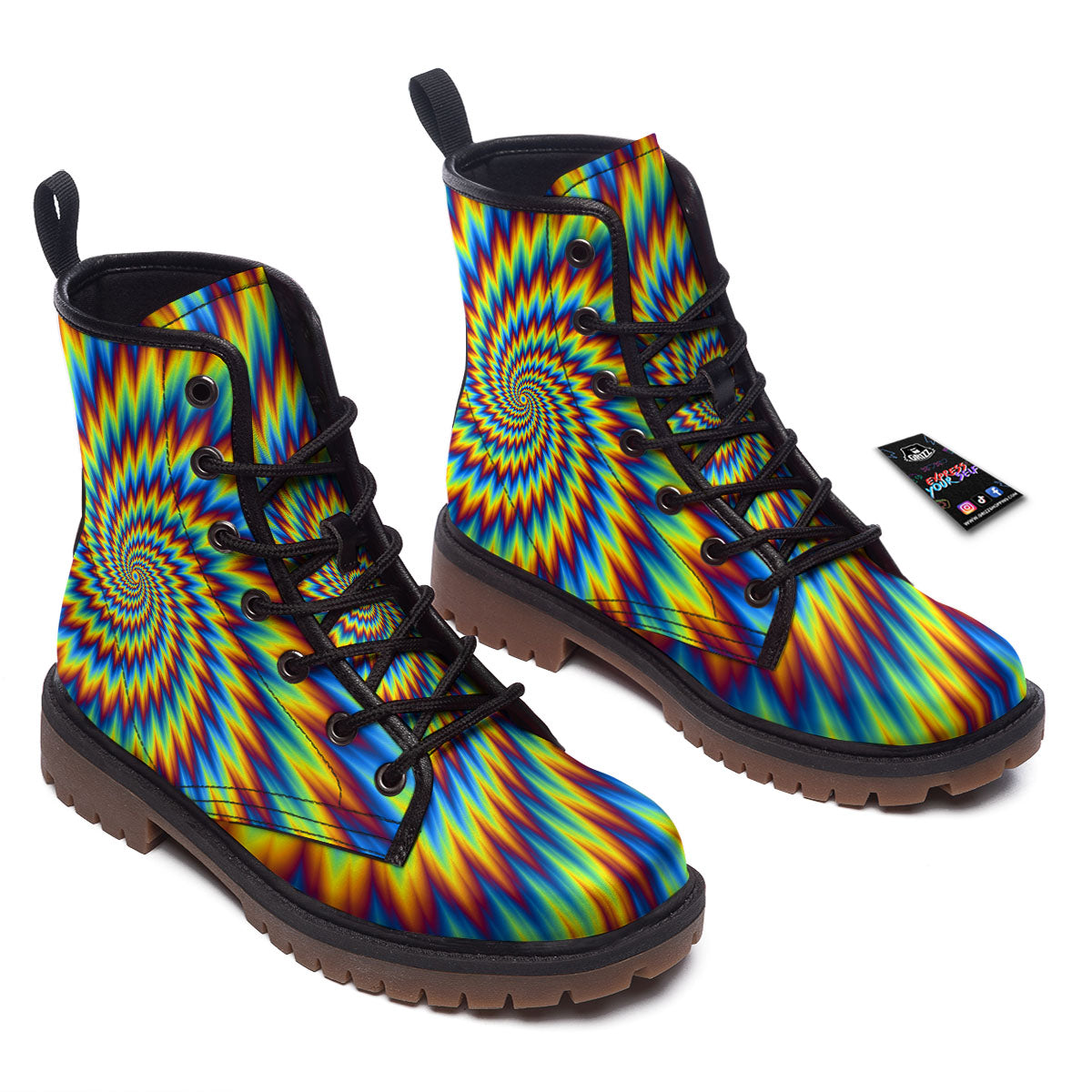 Illusion Optical Psychedelic Expansion Work Boots-grizzshop