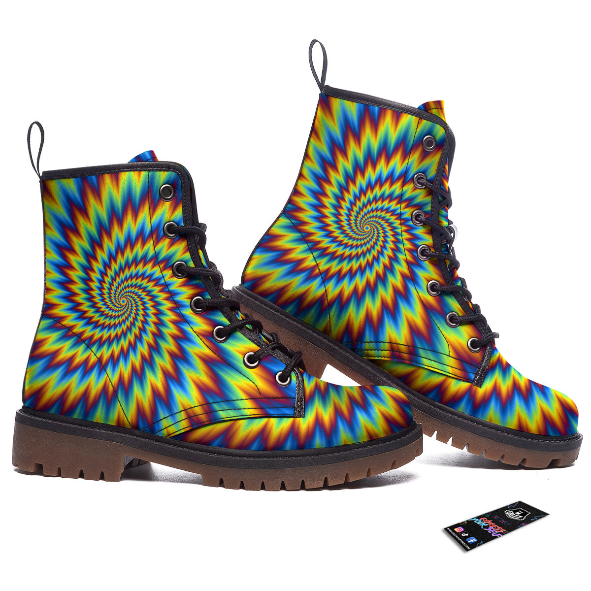 Illusion Optical Psychedelic Expansion Work Boots-grizzshop