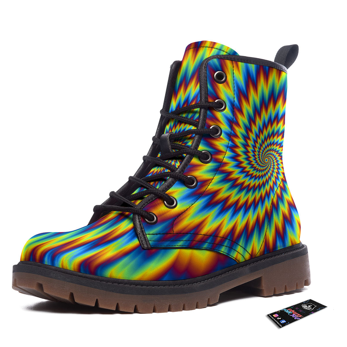 Illusion Optical Psychedelic Expansion Work Boots-grizzshop