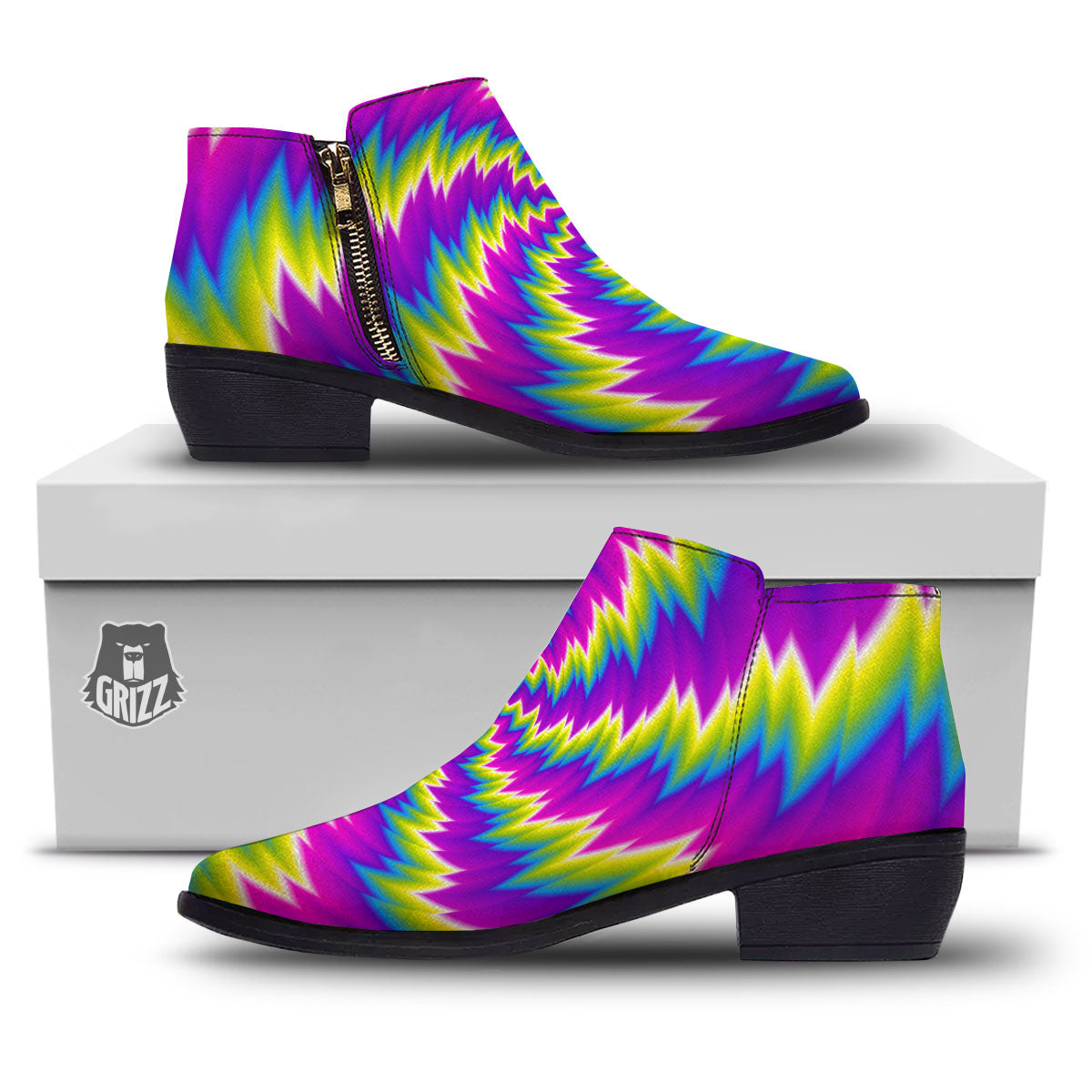 Illusion Optical Psychedelic Radiant Ankle Boots-grizzshop