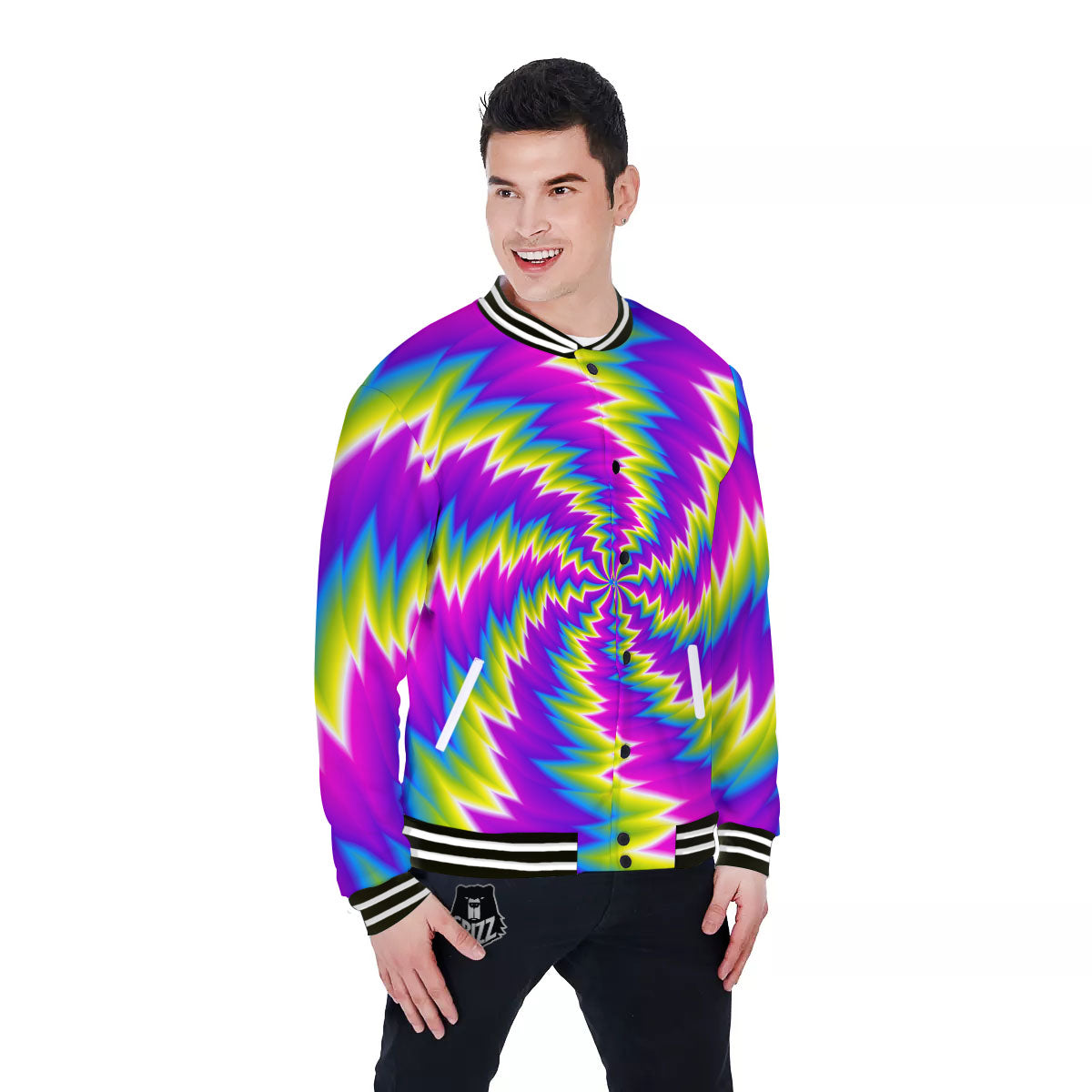 Illusion Optical Psychedelic Radiant Baseball Jacket-grizzshop