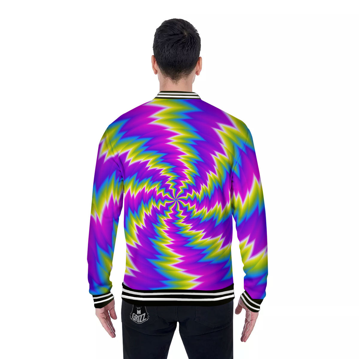 Illusion Optical Psychedelic Radiant Baseball Jacket-grizzshop